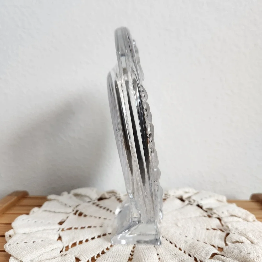 VTG Cottagecore Studio Nova Japan Crystal Picture Frosted Flowers Heart Shape